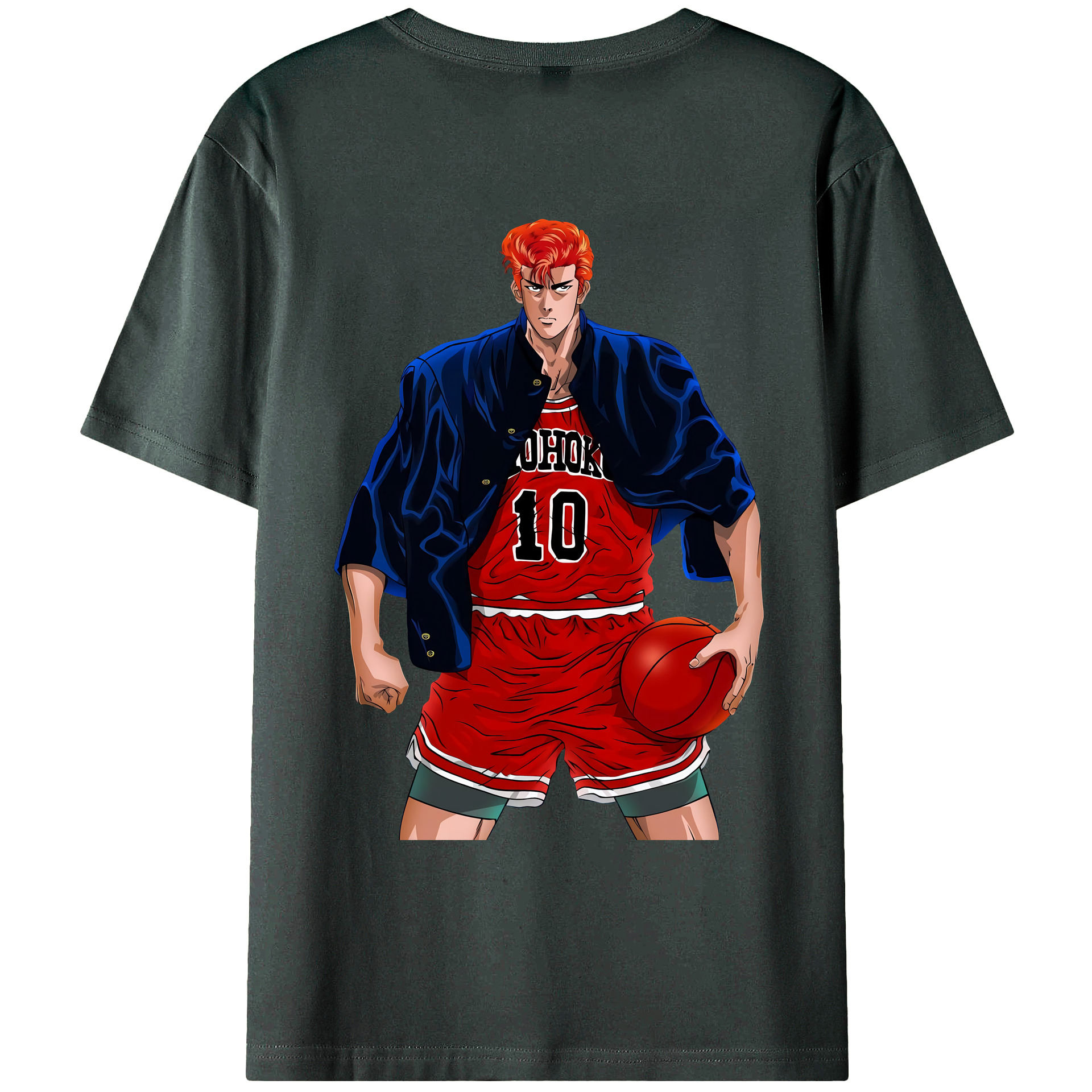 （画像用） SLAM DUNK／スラムダンク 綿100％ メンズ半袖Tシャツ（バックプリント） 通気性